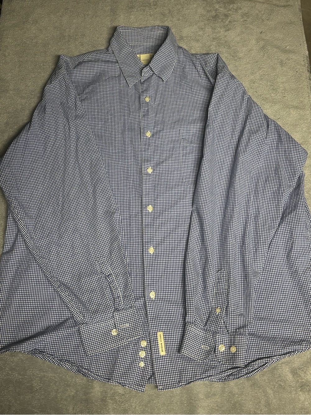 Eddie Bauer Blue and White Mini Check Dress Shirt